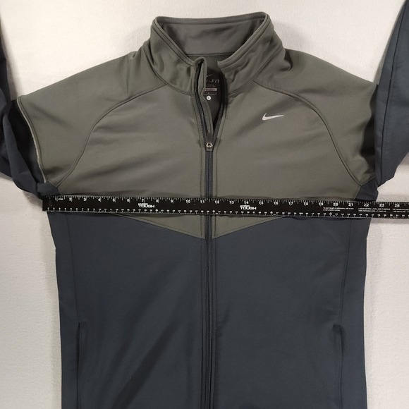 Nike Dri-Fit Full Zip Track Running Jacket Grey/Navy Blue Mens L Athletic Gym - Picture 4 of 13